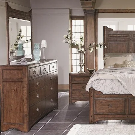 9 Drawer Dresser and Beveled Glass Mirror Combo
